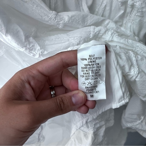 Storia Stitched Bohemian Tiered Mini White Dress Women’s Medium - Picture 11 of 11